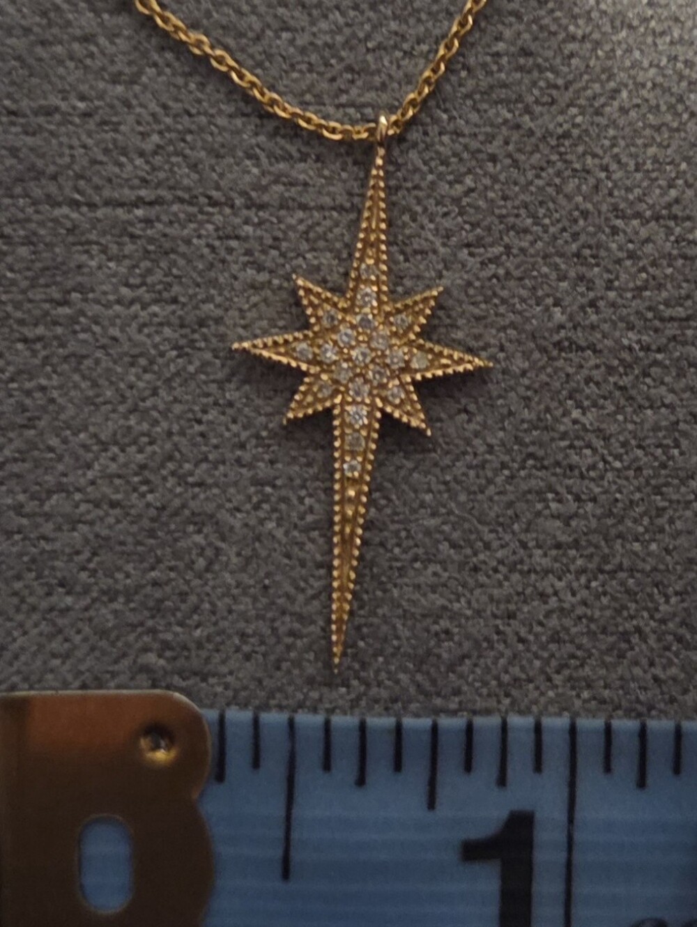 14k Gold And Diamond North Star Pendant Necklace - Picture 7 of 7